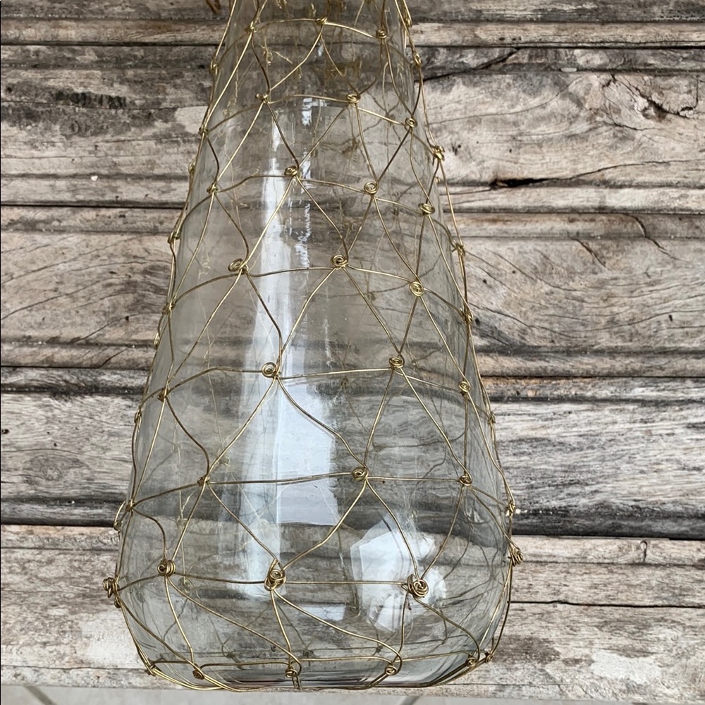 Vintage Glass Vase with Gold Wire Netting - Picture 6 of 8